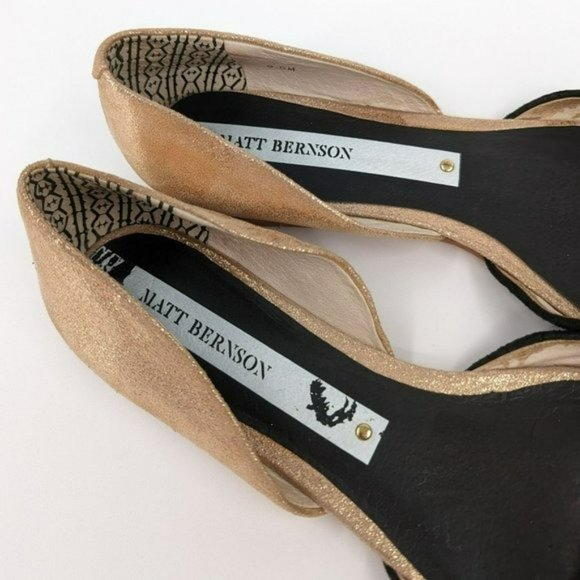 Matt Bernson dOrsay Flats 9.5 M Black Rose Gold Two Toned Snake Embossed Leather - Picture 3 of 14